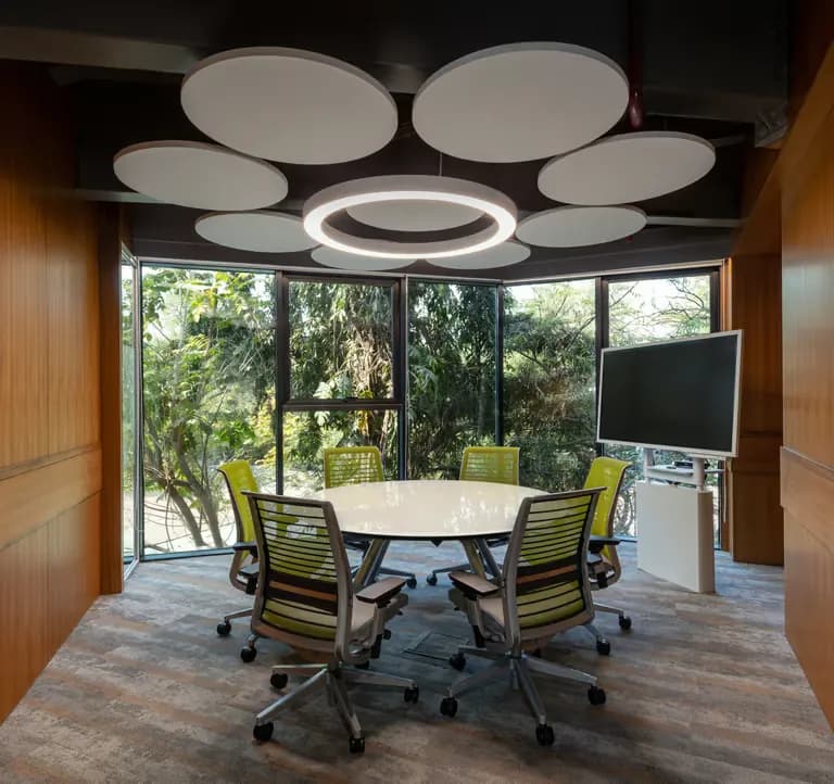 Executive conference room in warm wood tones
